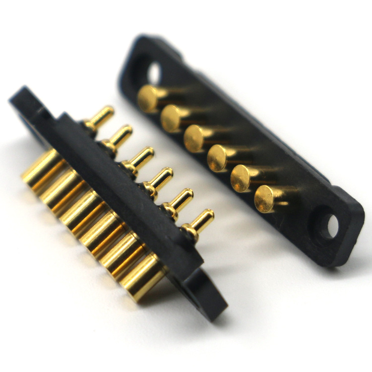 工廠單排6pin pogopin探針連接器 手機數(shù)碼設(shè)備彈簧針充電針定 制